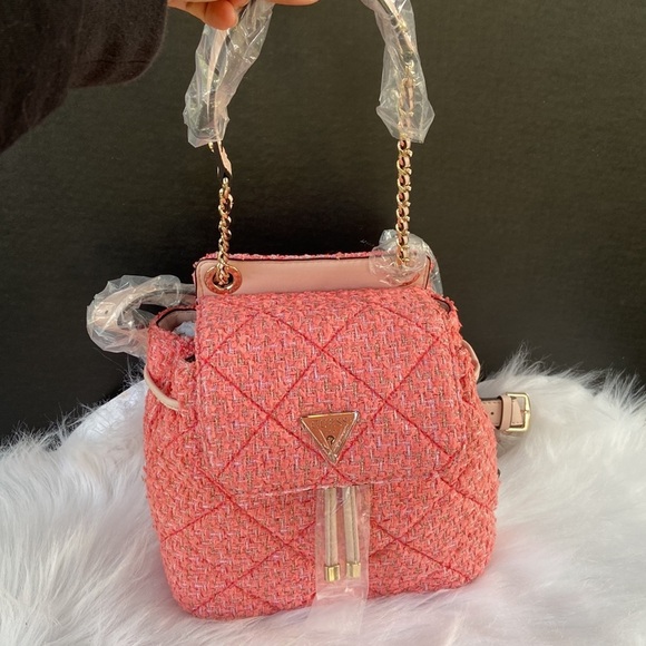 New GUESS Cessily Flap Backpack Coral - Picture 7 of 11